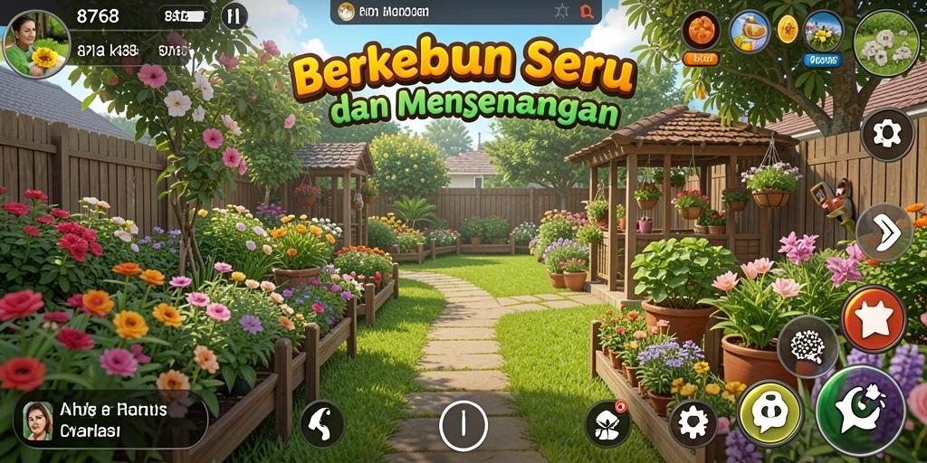 Tampilan menarik dari gameplay berkebun di 8768.