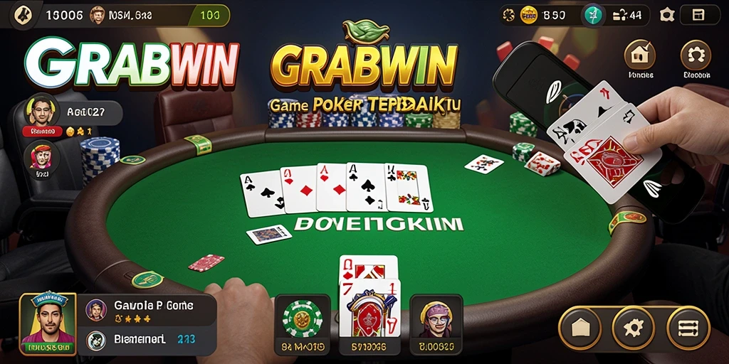 Tampilan gameplay seru dari GRABWIN yang menampilkan aksi Poker.