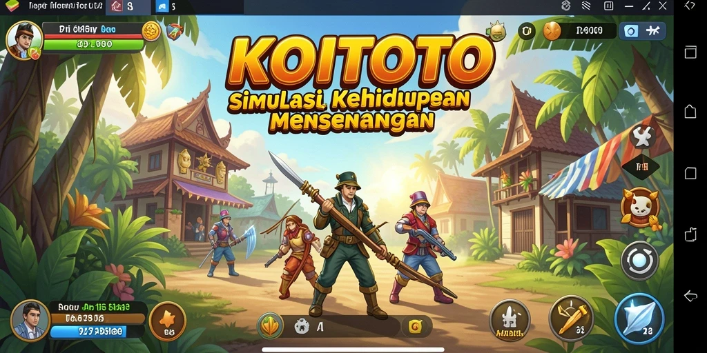 Tampilan menarik dari gameplay KOITOTO dalam simulasi kehidupan.