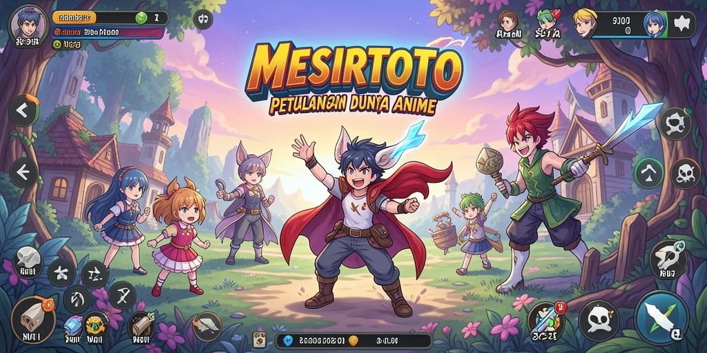 Tampilan gameplay yang menarik di dunia anime yang penuh warna.