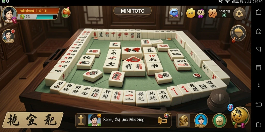 Screenshot gameplay MINITOTO menampilkan suasana seru permainan Mahjong.