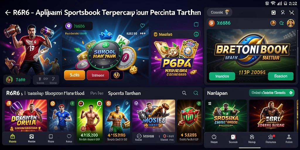 Screenshot R6R6 menampilkan tampilan antarmuka sportsbook yang menarik.
