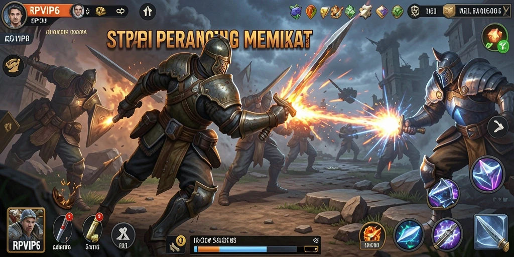 Tangkapan layar gameplay RPVIP6 yang menunjukkan pertarungan epik.